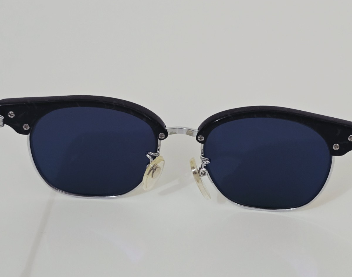 Ocean Waves Sunglasses Gold Amber Mirrored Crown Glass Lenses Acetate Metal