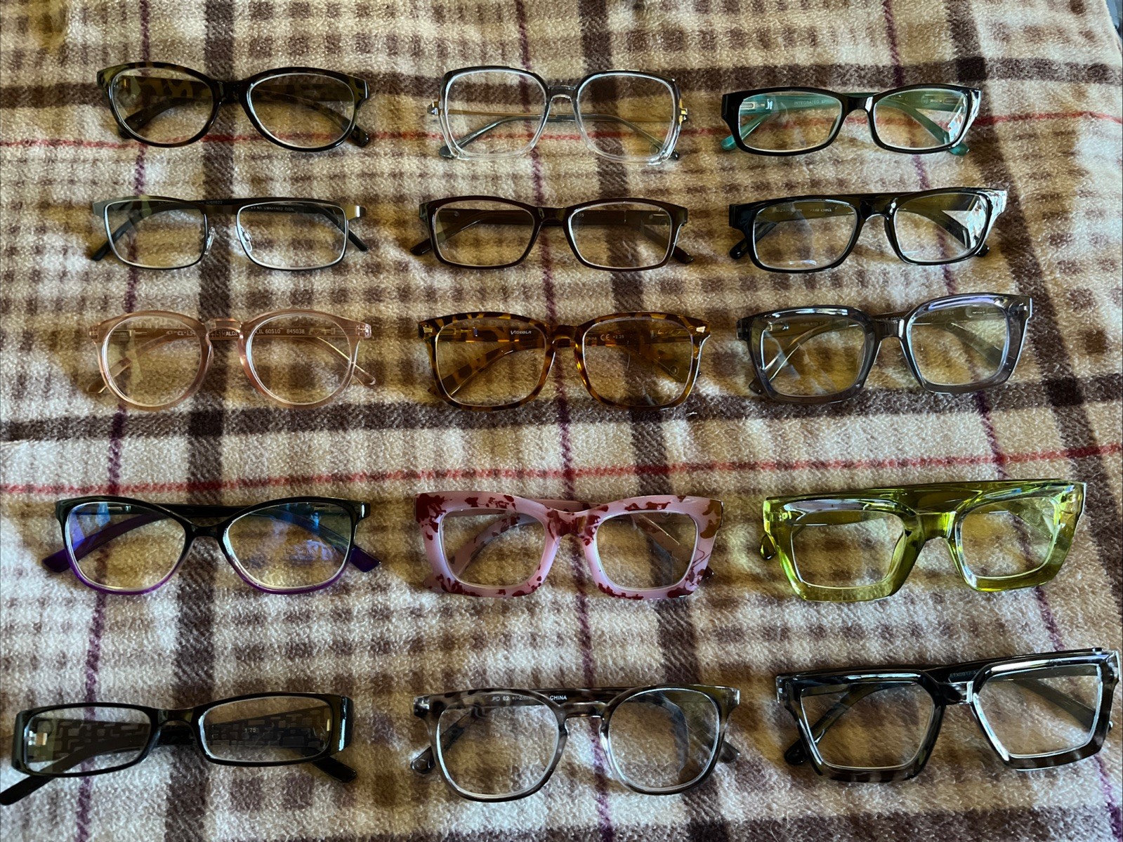 15 Pc Glasses Lot Eyeglasses Readers Tortoise Plastic Eyewear Frames Bundle