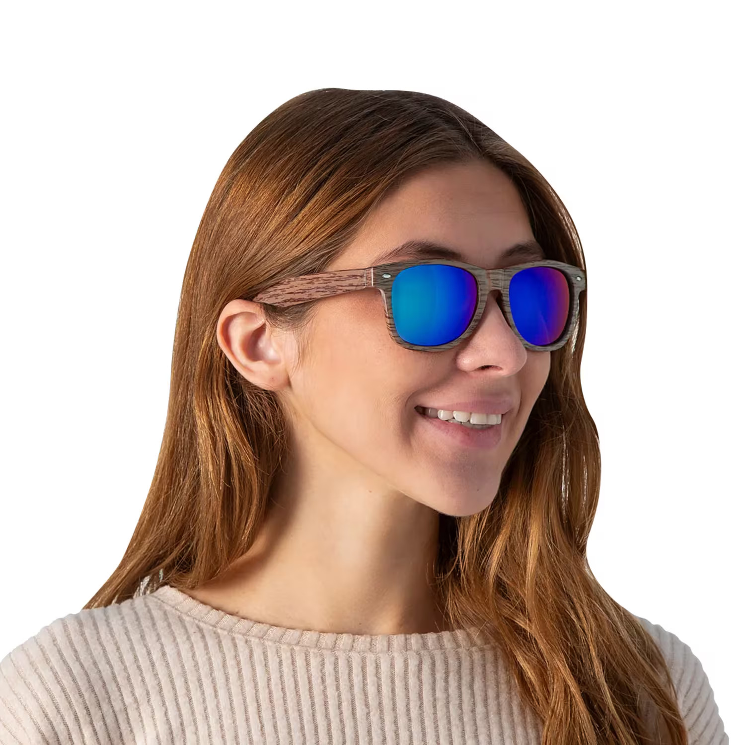 5 3/4″ Adults Wood Print Plastic Nomad Sunglasses – 12 Pc.