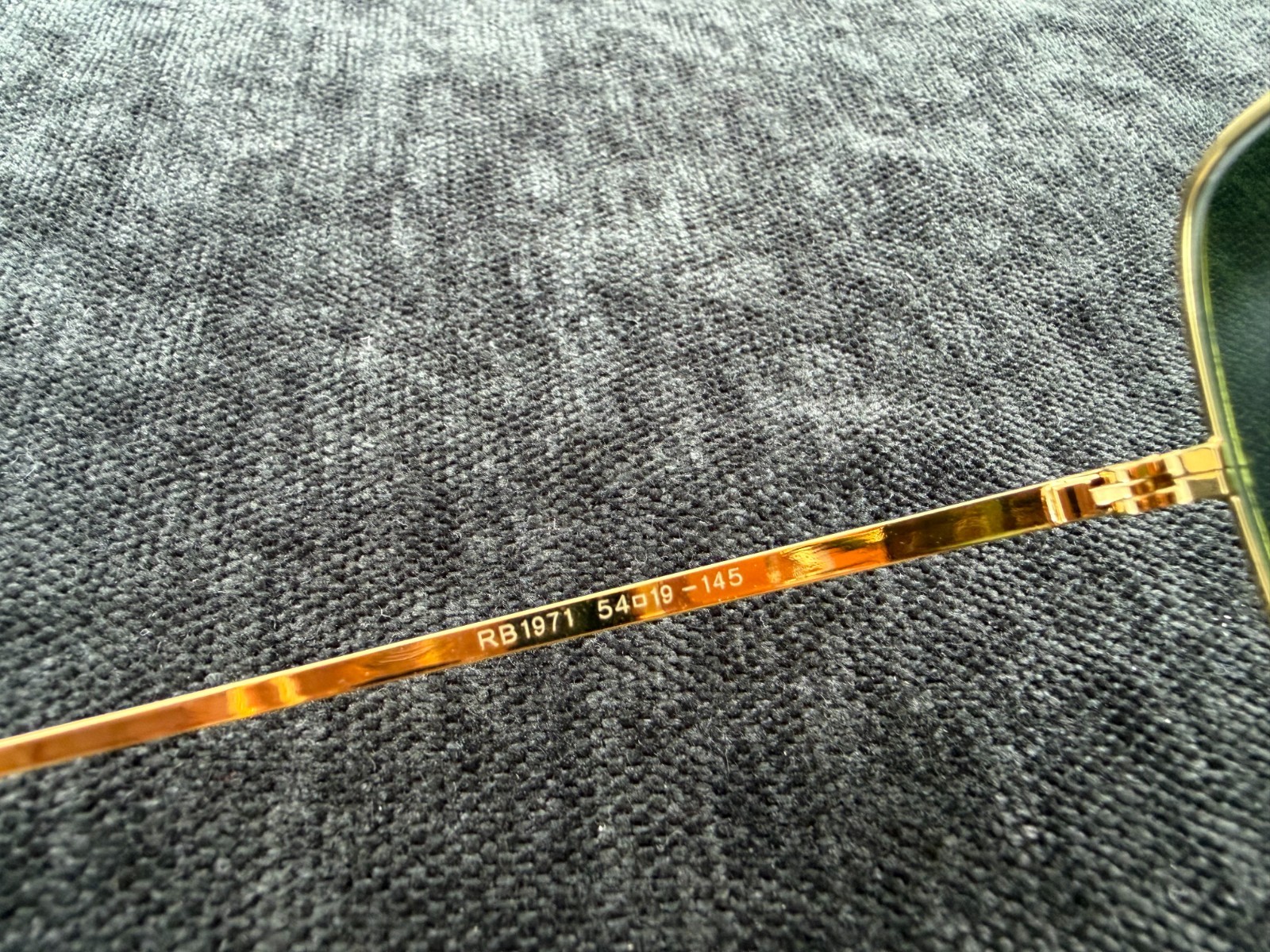 Ray-Ban RB1971 Square Sunglasses, Gold Frame, Solid Green G-15 Lens