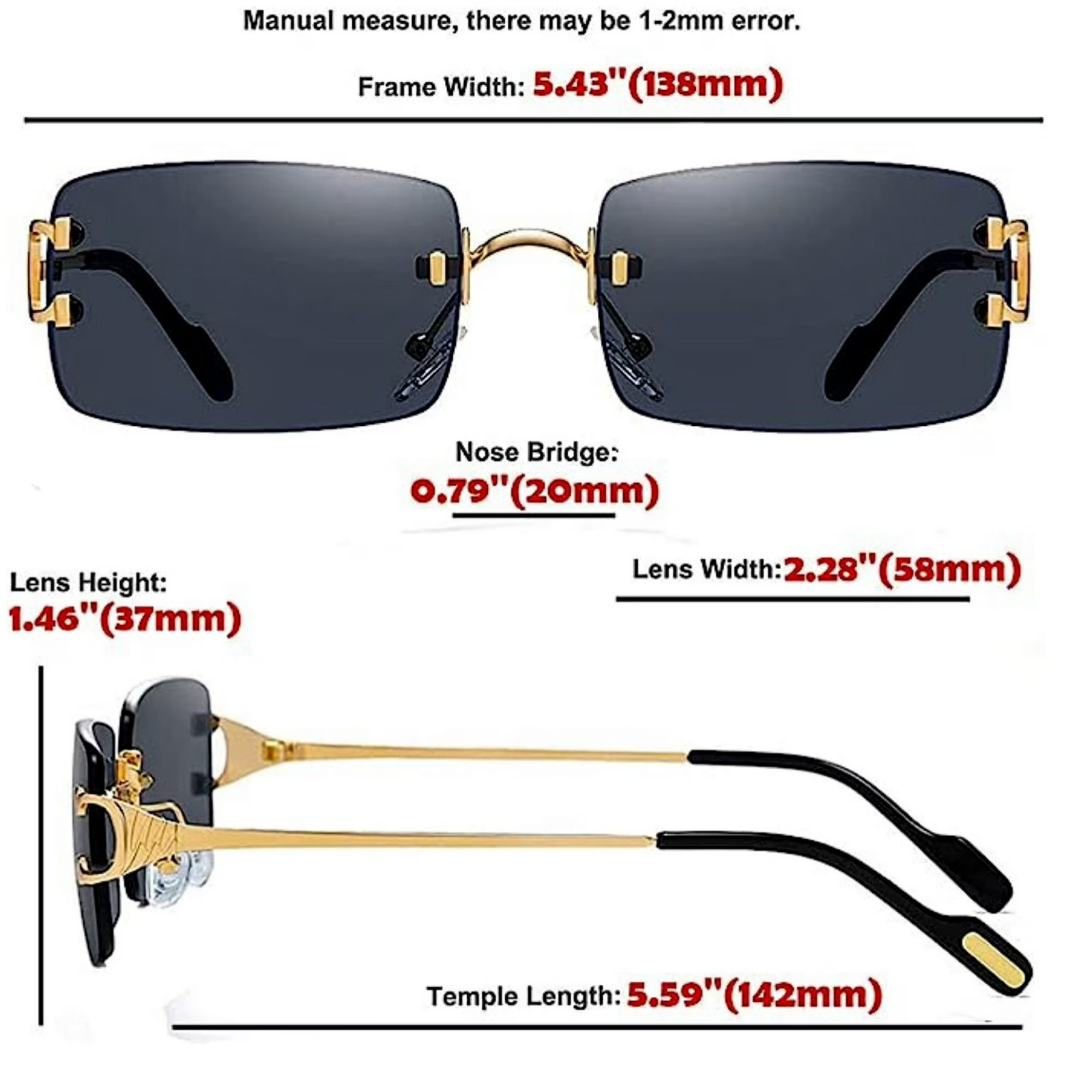 Very Light Green Modern Stylish Sexy Rectangle Mens Womens Frameless Sun Glasses