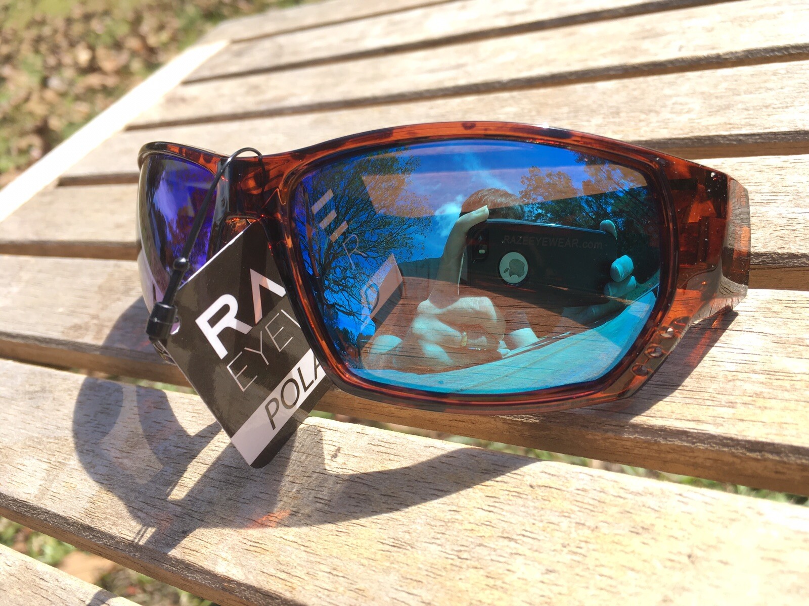 RAZE Sonar Sunglasses Polarized Mirrored Blue Brown Lens Tortoise Shell 28344
