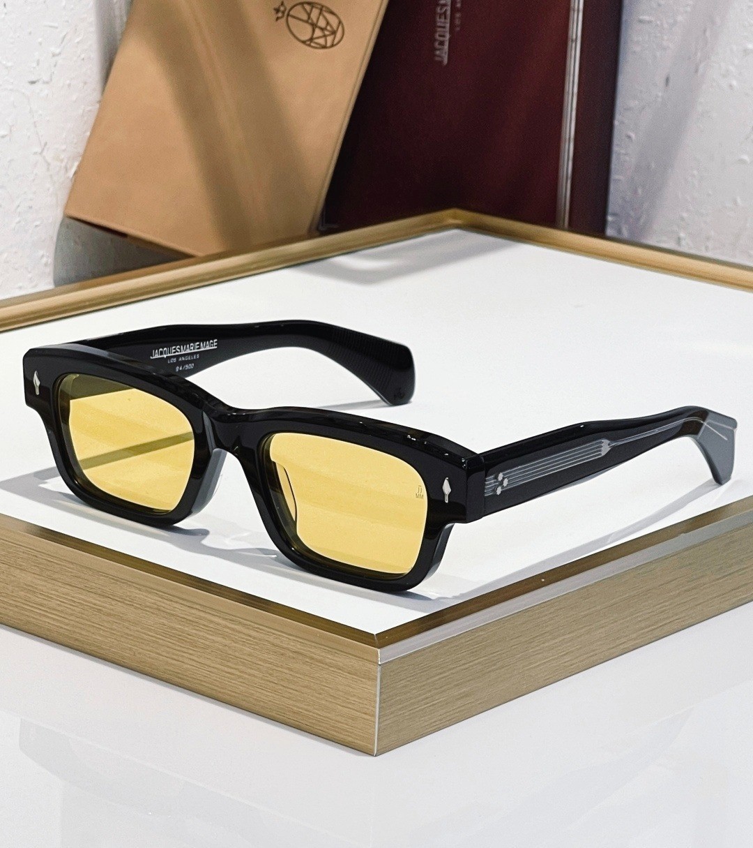 JACQUES MARIE MAGE Jeff Sunglasses Orange Lens/Black Tortoise – 51-22-146