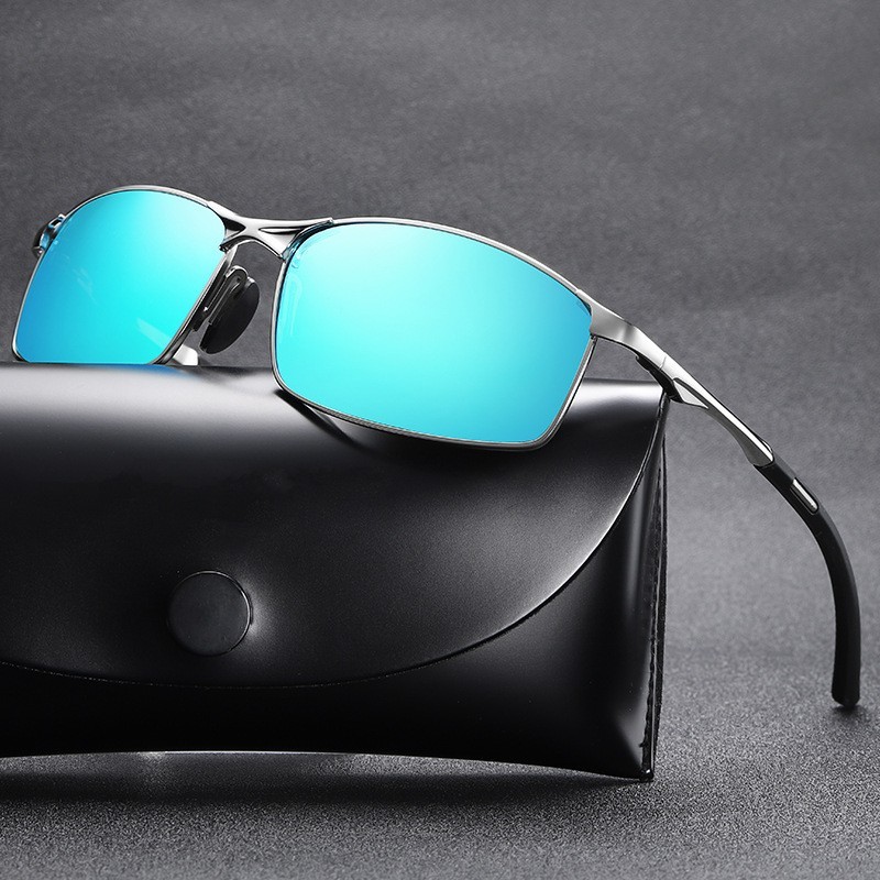 Men s Polarized Sunglasses UV400 Metal Frame Rectangle Driving Sports Glasses