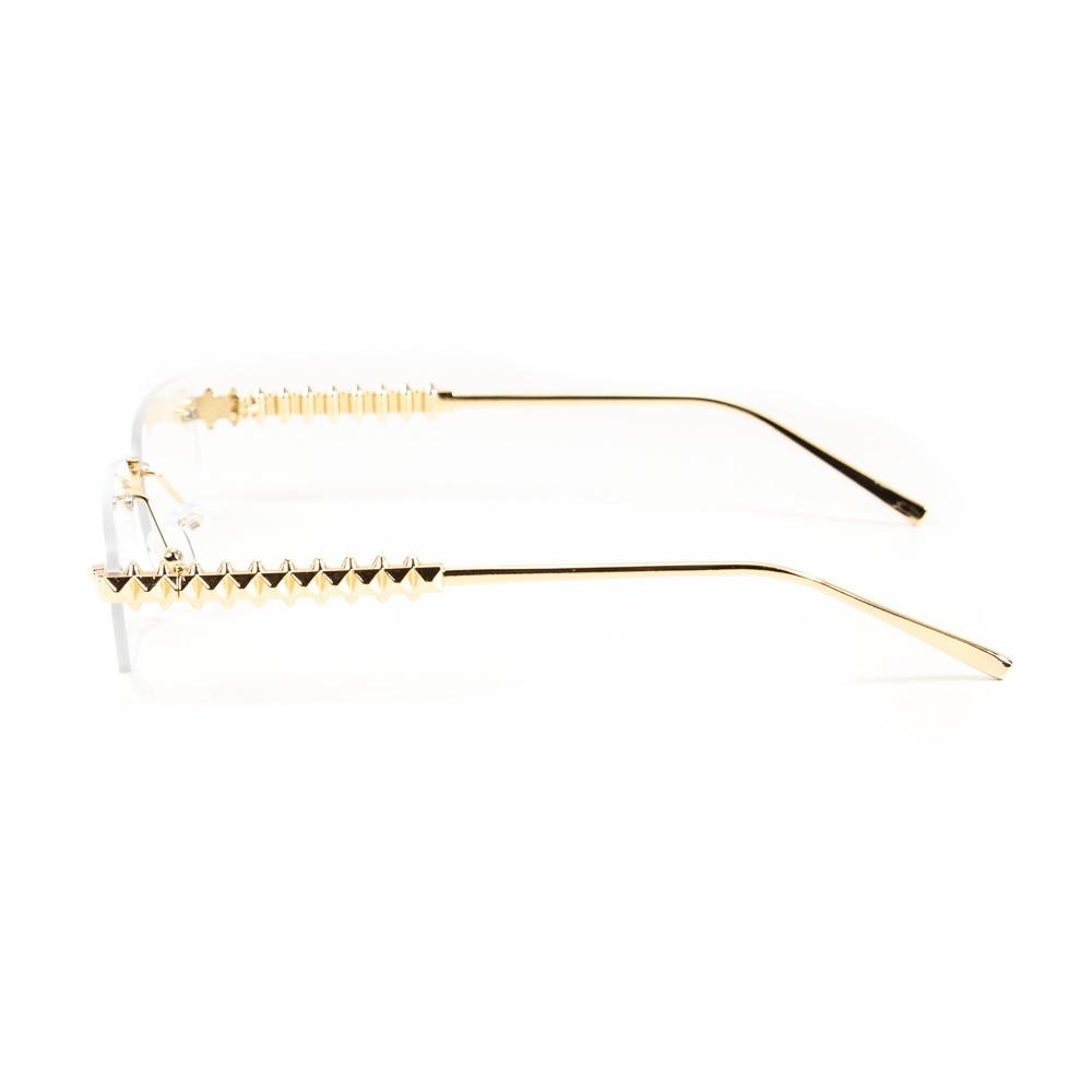 Designer Rimless Narrow Clear Lens​ Gold Spike Frame Metal Rectangular Glasses