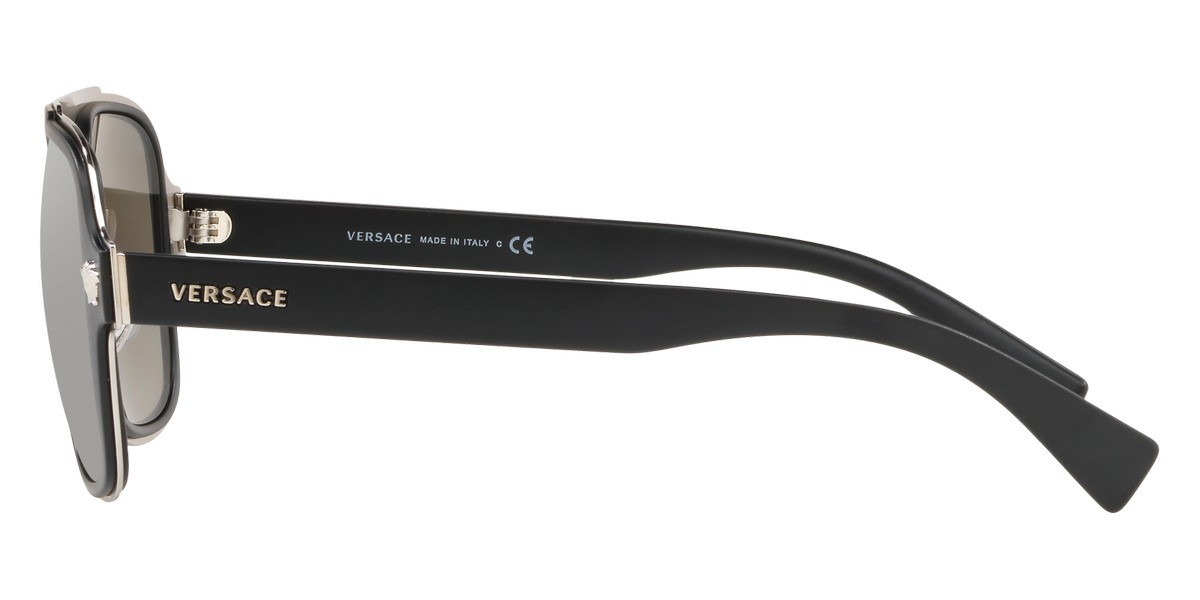 New Versace Man Irregular Sunglasses VE2199 10006G Black/Grey Mirror Silver 56mm