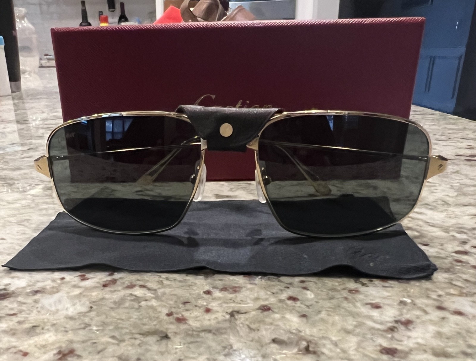 Authentic Cartier Santos CT0193S 002 Sunglasses New Complete Set Box & Case