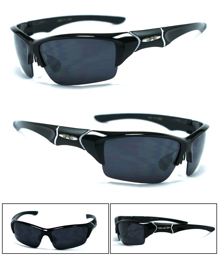 Xloop Sports Sunglasses w/Free Pouch – Black Frame Black Lens X45