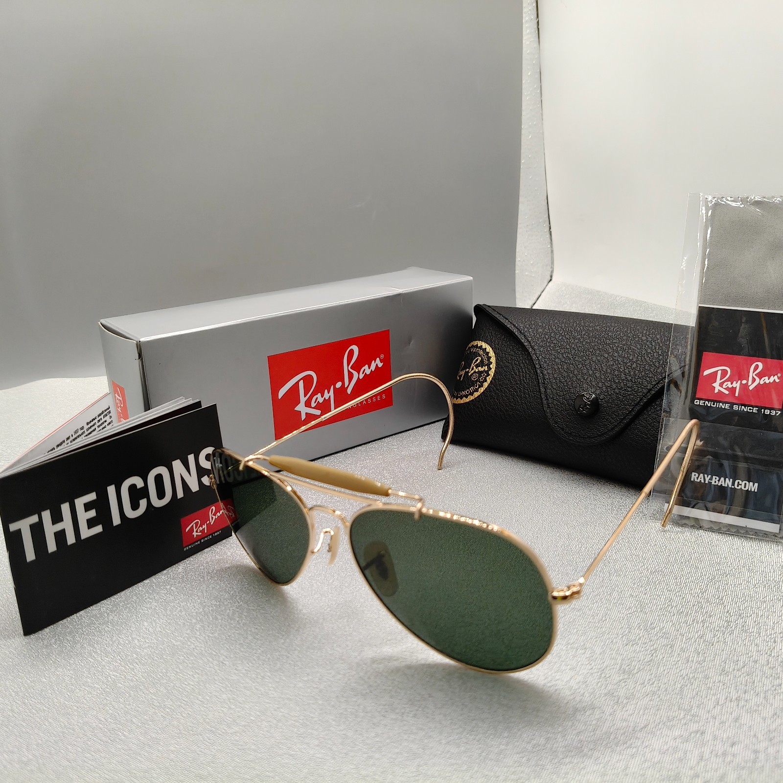 MEN GREEN RB3030 RAY-BAN OUTDOORSMAN SUNGLASSES NED-6258