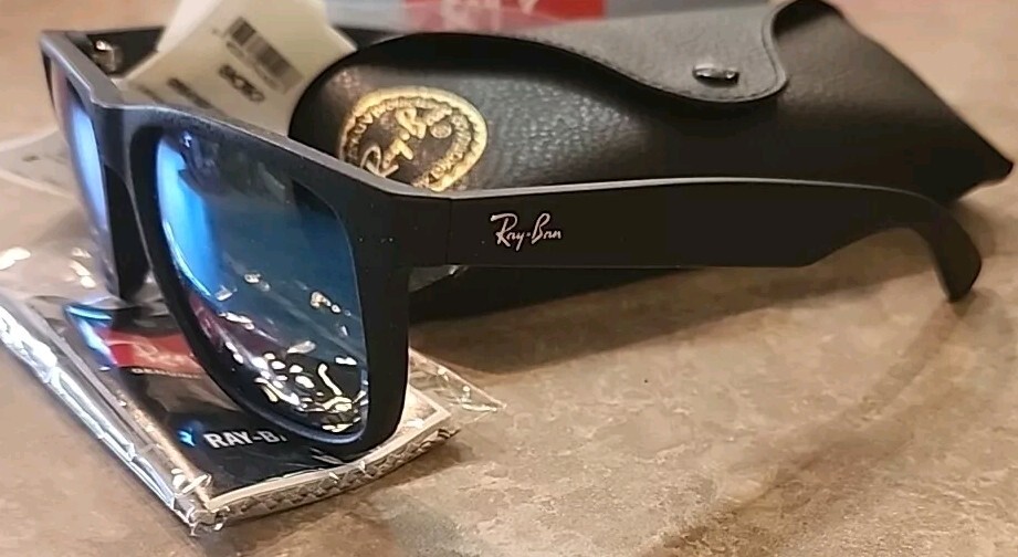 🔥 NEW Ray-Ban Sunglasses RB4165F JUSTIN 622/55 Black blue Man Unisex AUTHENTIC