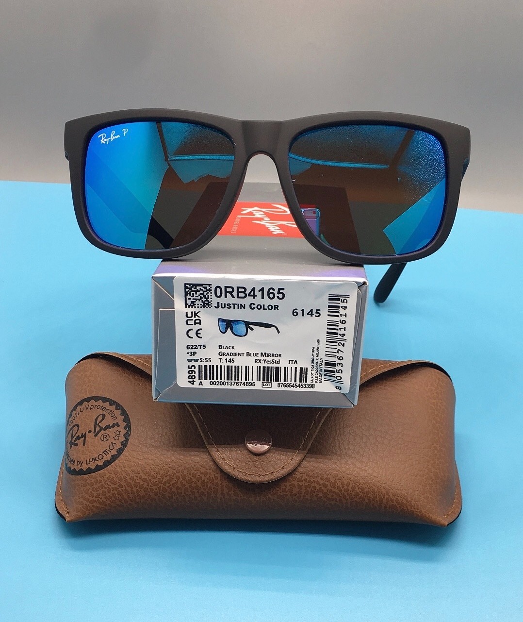 RB4165 Ray-Ban Gray JUSTIN Unisex Sunglasses {RB4165 54-16 145MM} ROT-001