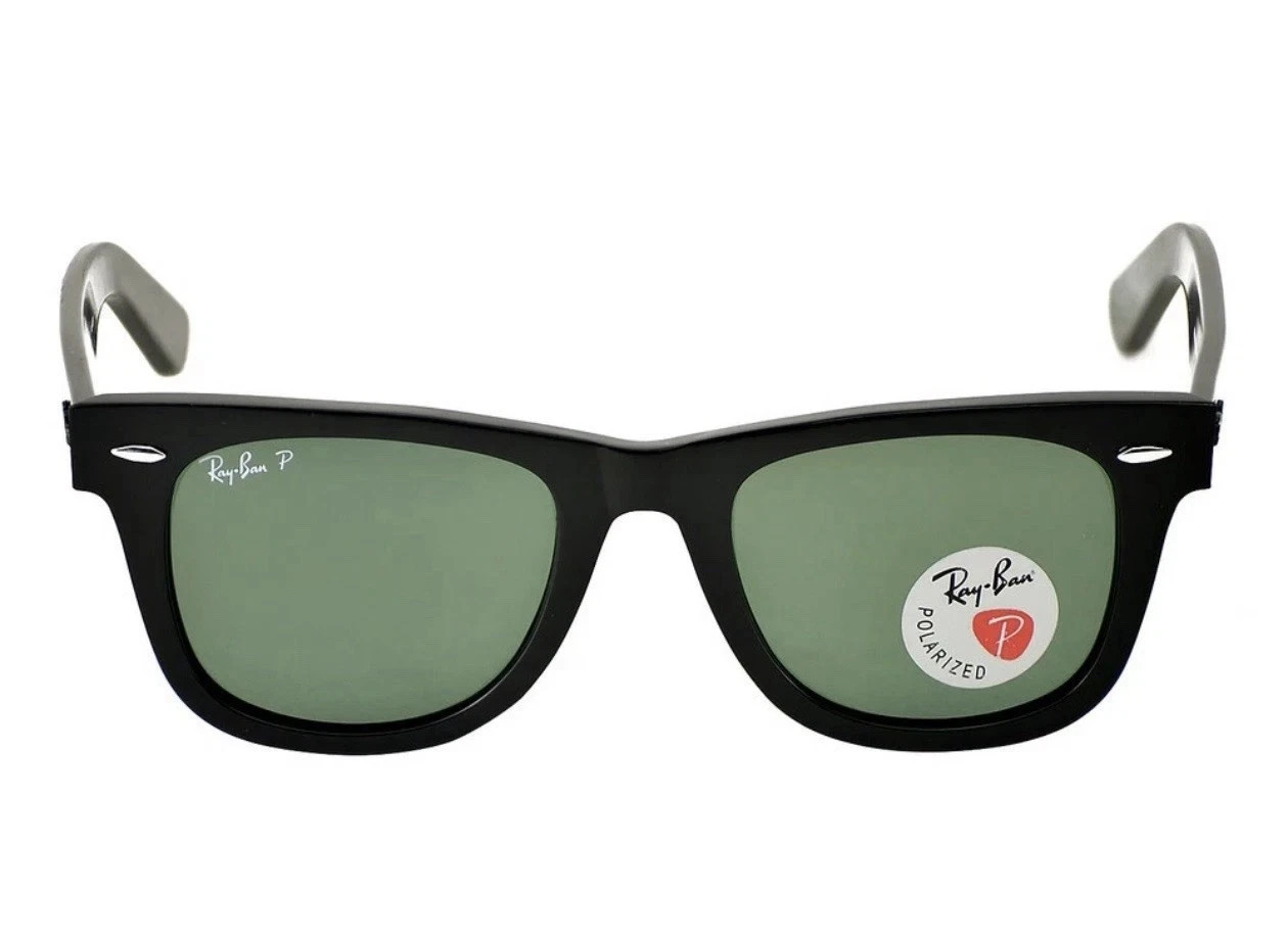 Ray-Ban Sunglasses RB2140 Original Wayfarer Black Frame Green Lenses 50mm Unisex