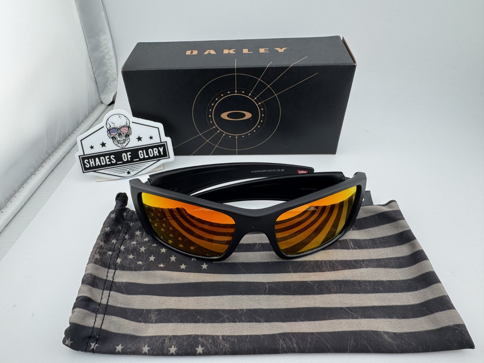 OAKLEY FUEL CELL SI MATTE BLACK USA FLAG RUBY GALAXY POLARIZED SUNGLASSES OO9096