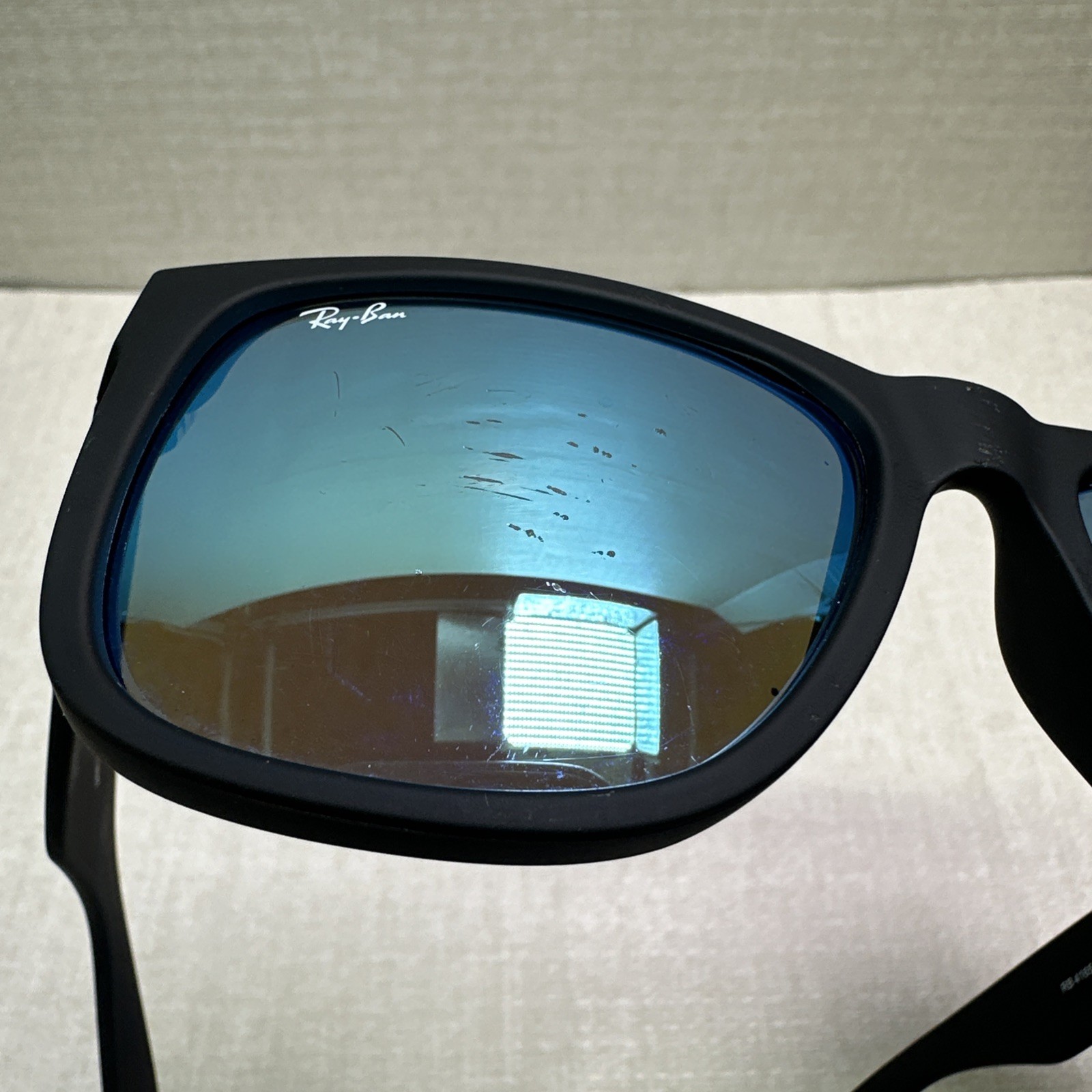 Ray Ban RB4165 Justin 622/55 Black Sunglasses 54-16-145 Dark Blue Lens / READ