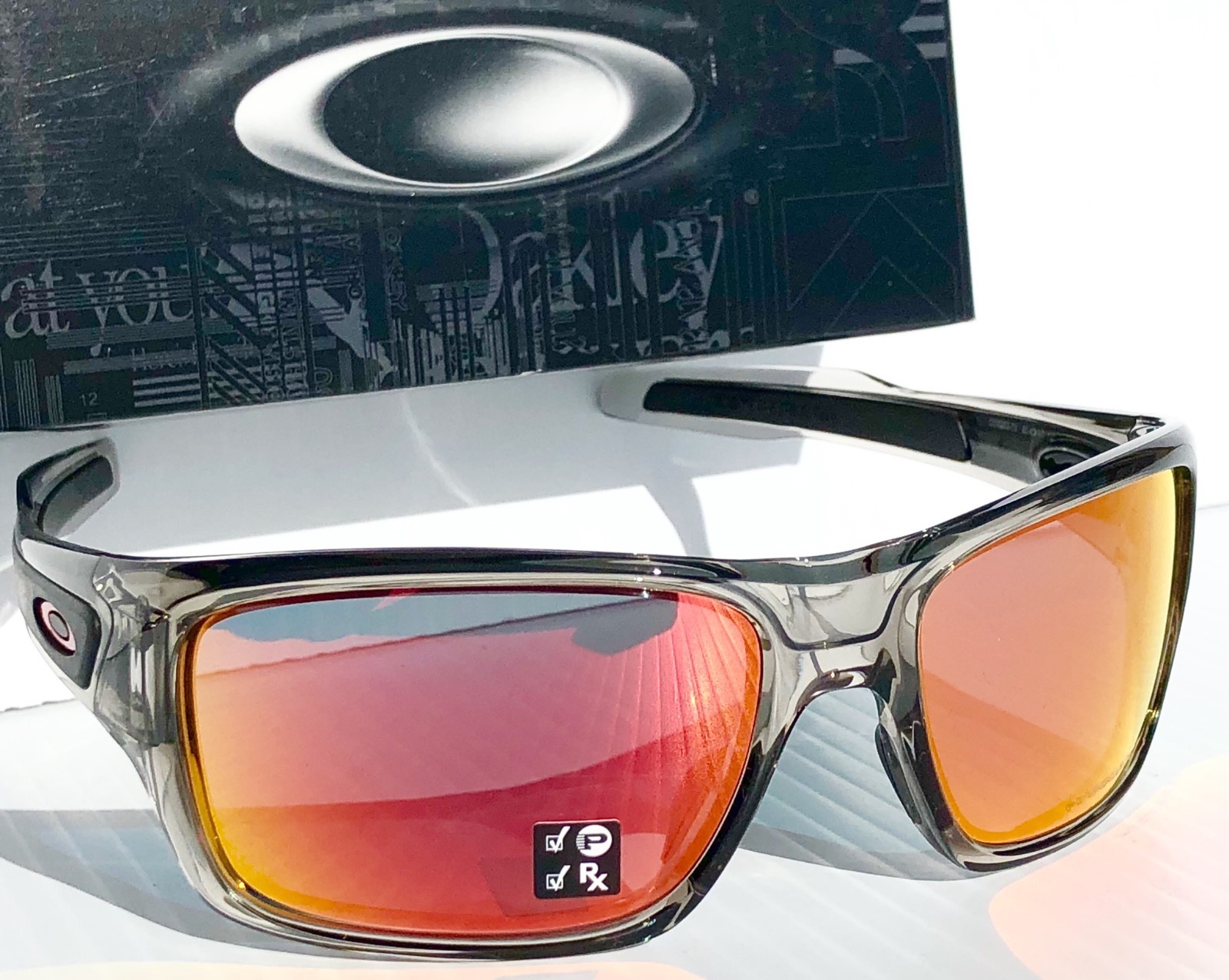 NEW Oakley TURBINE Grey Smoke POLARIZED PRIZM Ruby Iridium Sunglass 9263-57