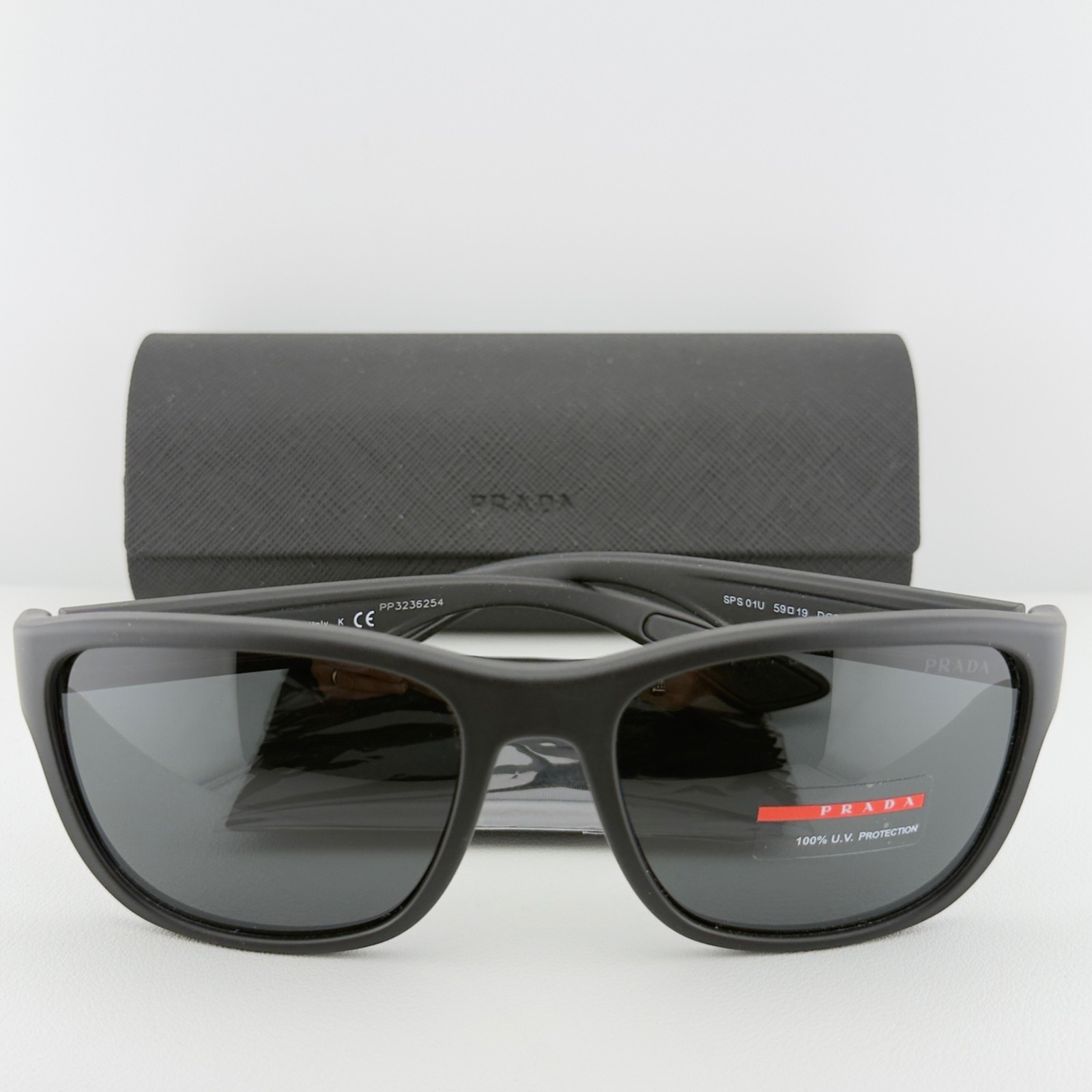 Prada SPS01U Sunglasses Linea Rossa Black Rubber 59 19 145 READ