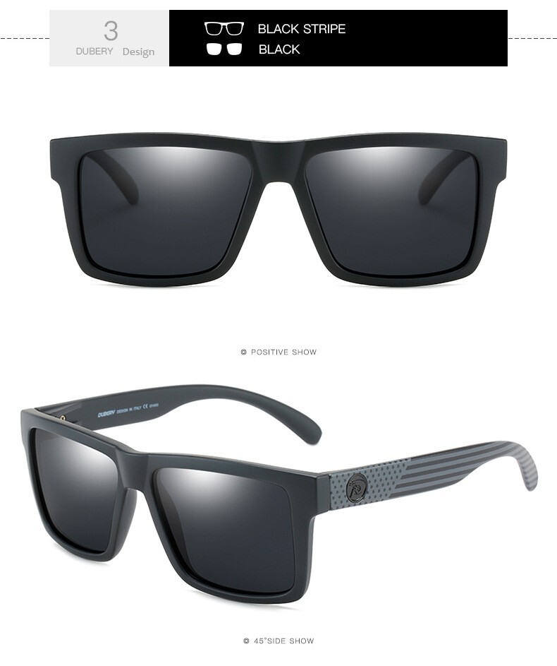 DUBERY Polarized Sunglasses Men Women Driving Sports Glasses Mirror Square UV400