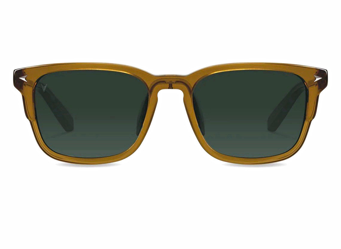 Vincero The Brooks Men’s Square Sunglasses Brown Frame Green Polarized 52-18-140