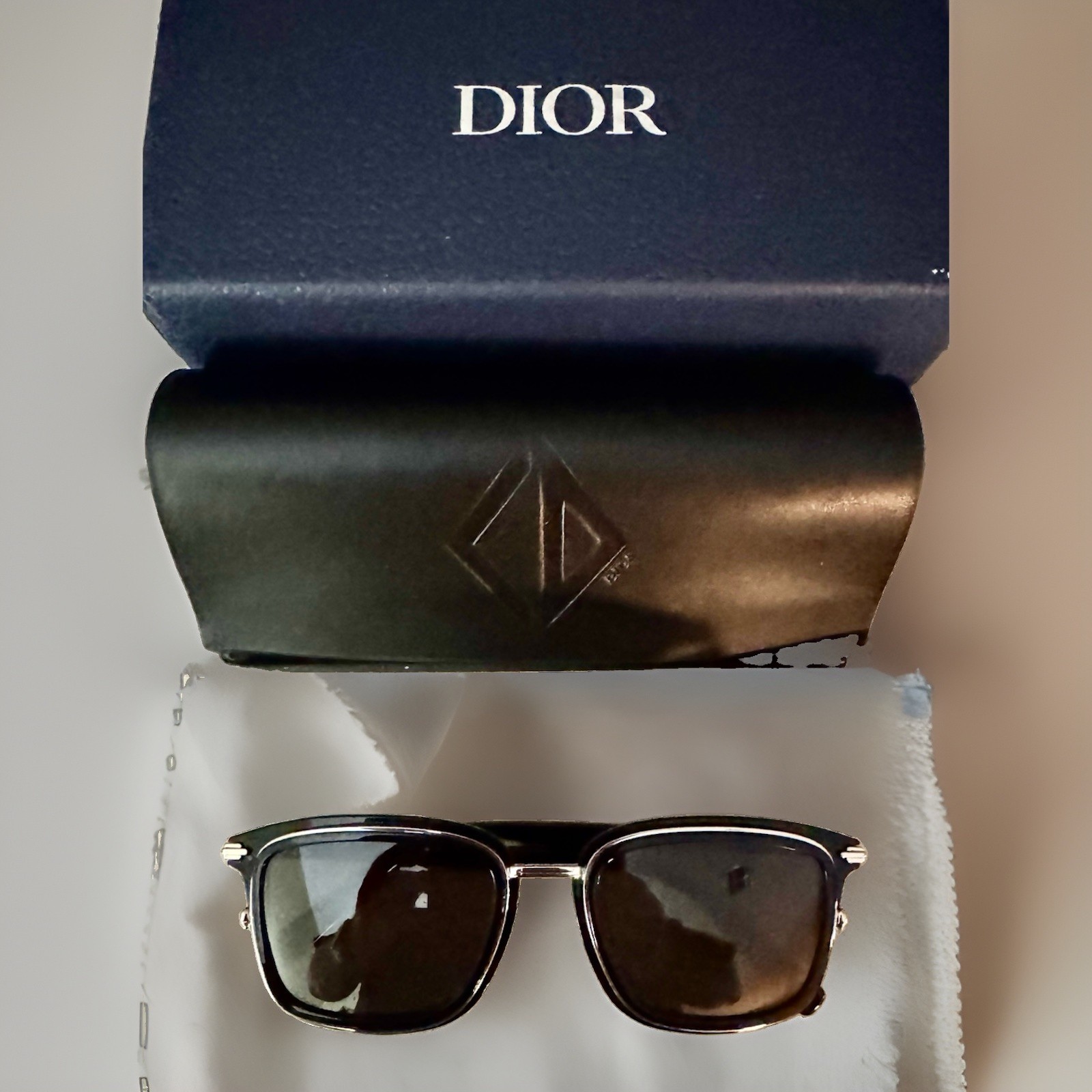 NEW Dior DiorBlackSuit S18U 13A0 Men’s Black Rectangle Sunglasses Gray 53-20-145