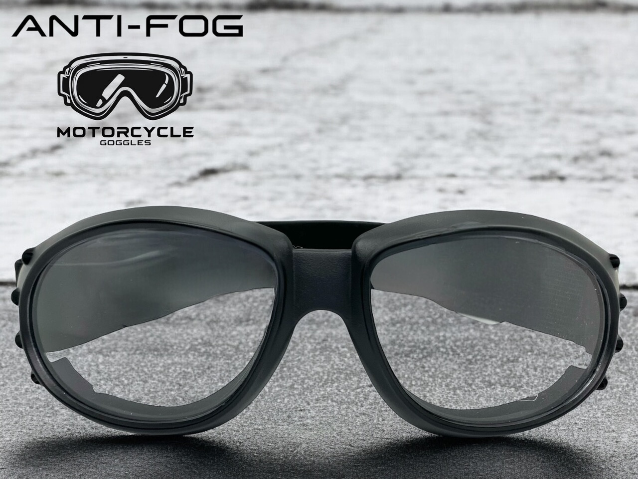 Men’s MOTORCYCLE Biker Day or Night Riding Padded Safety GOGGLES Anti Fog Lens