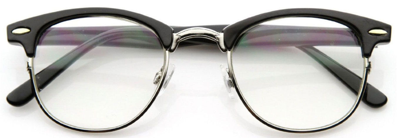 Optical Horned Rim Clear Lens Half Frame Glasses UV400 3 Colors