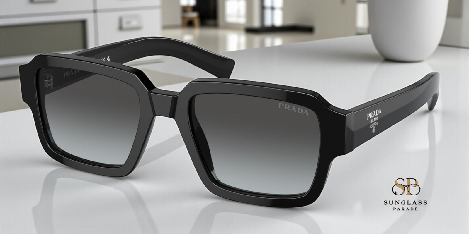 PRADA PR 02ZSF 1AB06T Black Graphite Sfumato Cristallo 54 mm Men’s Sunglasses