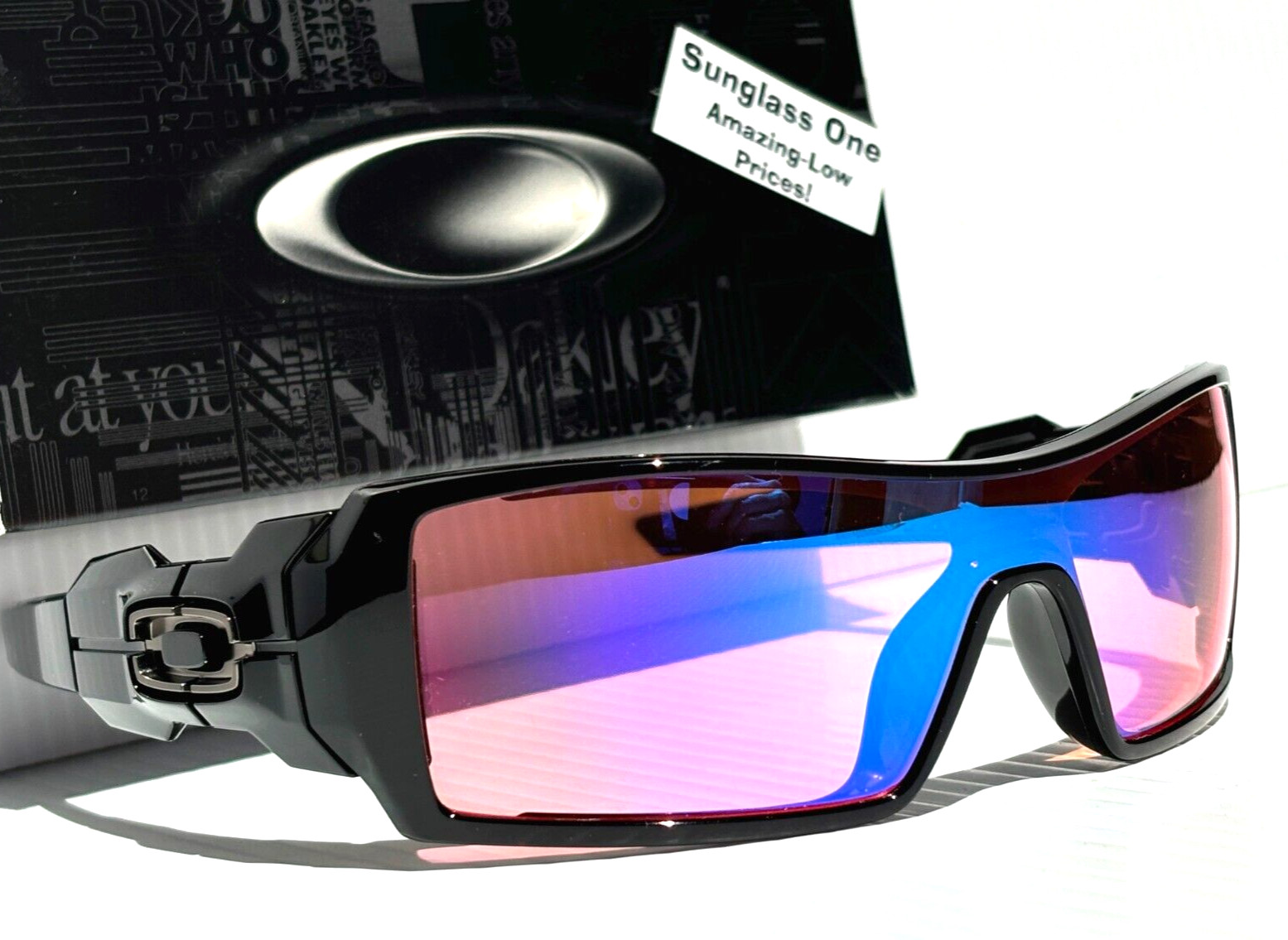 NEW Oakley OIL RIG Polished Black POLARIZED Galaxy HD Pink Lens Sunglass 9081