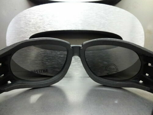 Men PADDED MOTORCYCLE RIDING GOGGLES with Strap Black Frame Dark Anti Fog Lens