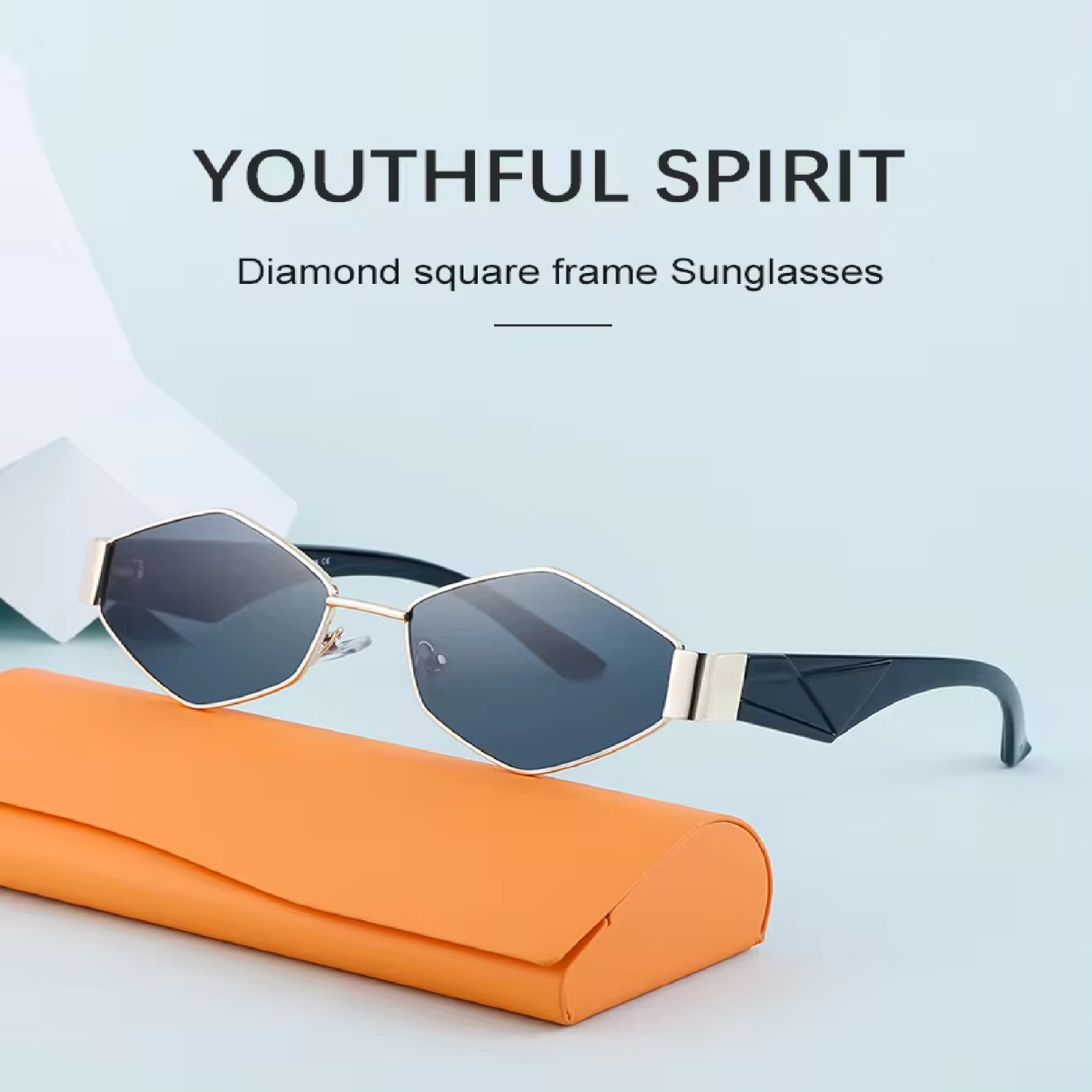 Sunglasses Unisex Polarized UV400 Lenses Vintage Style Metal Frame Diamond Shape