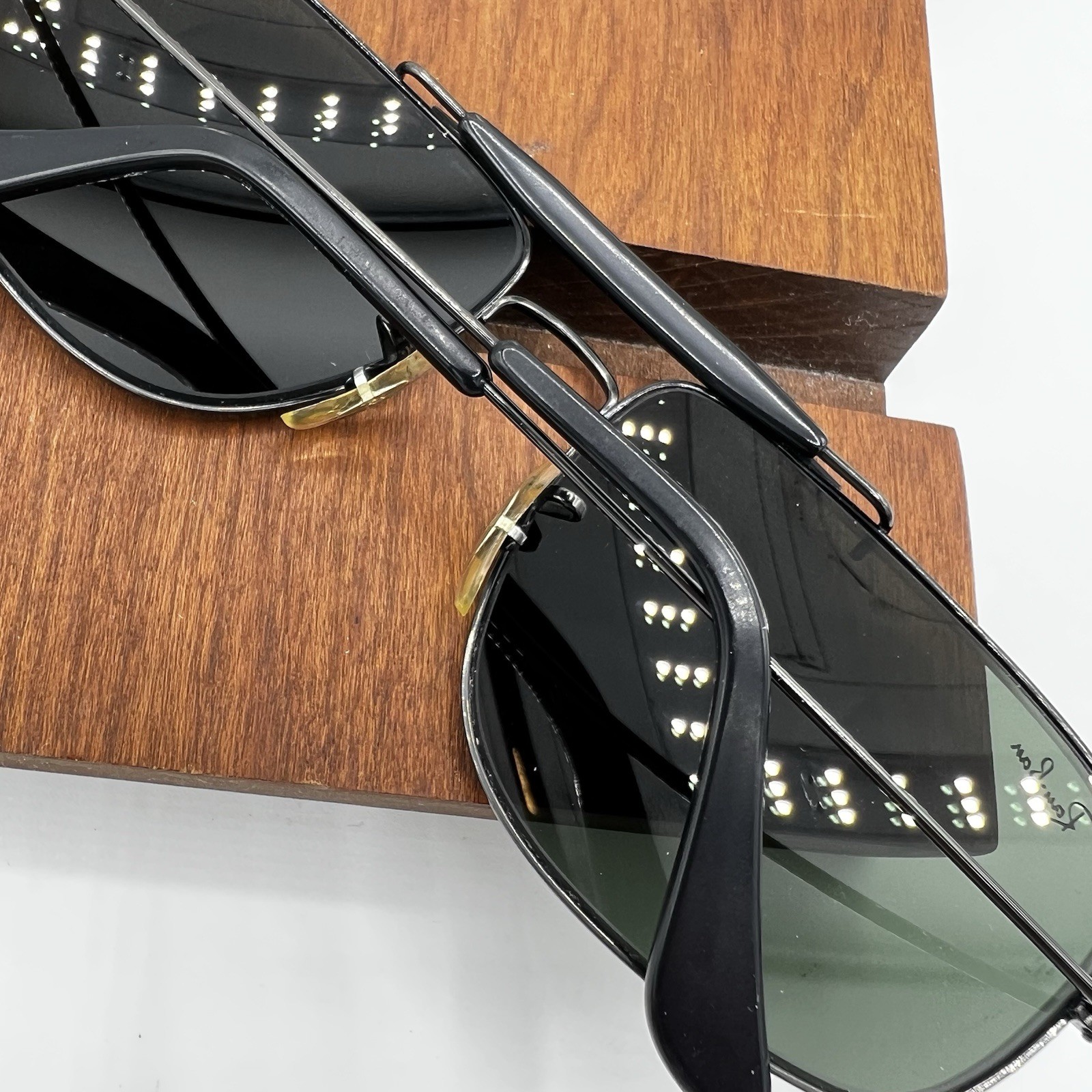 58[]17mm VINTAGE B&L RAY BAN WO965 G15 BLACK CHROME EXPLORER AVIATOR SUNGLASSES