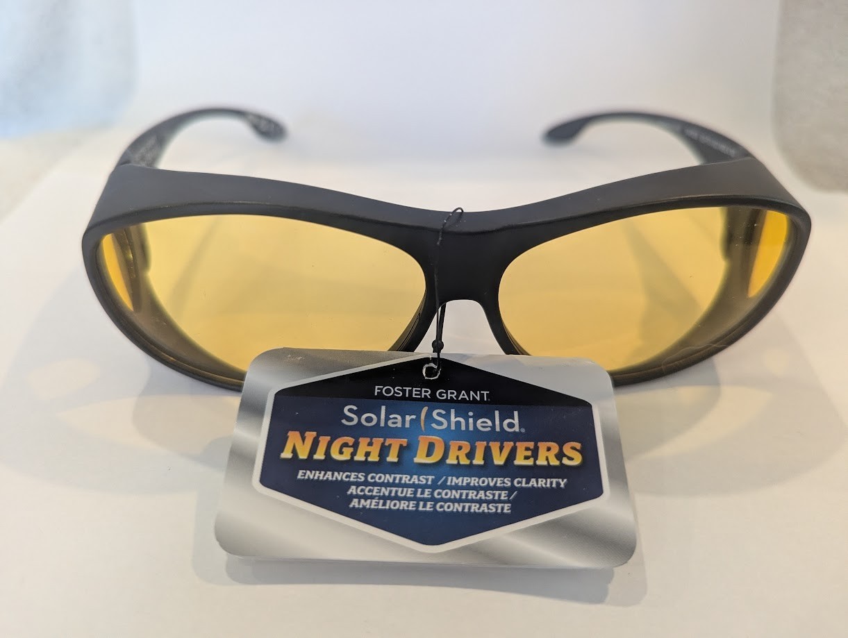 SolarShield Black Night Drivers Glasses Fit Over 100% UVA/UVB