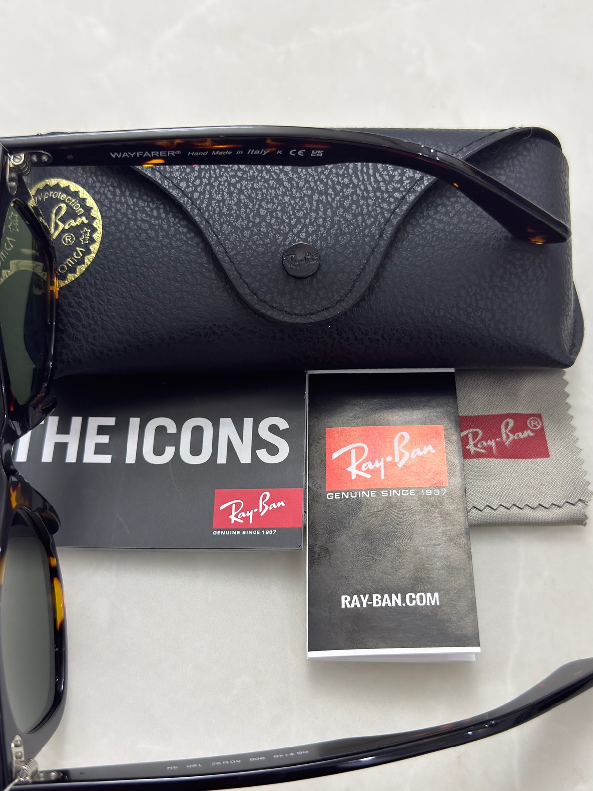 Ray-Ban Sunglasses RB2140 902 Original Wayfarer Tortoise Frame Green Lenses 50mm