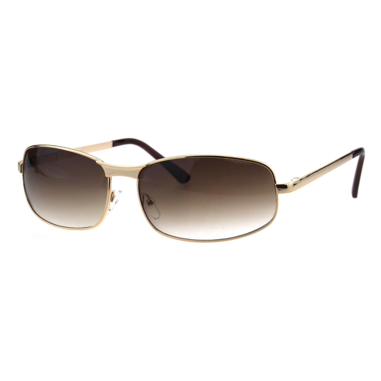 Mens Fashion Sunglasses Oval Rectangular Metal Frame Spring Hinge