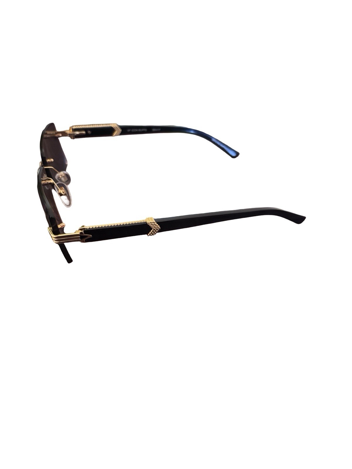 RIMLESS BLACK BUFFALO HORN SUNGLASSES with 24KT GOLD accents by Vintage Frames