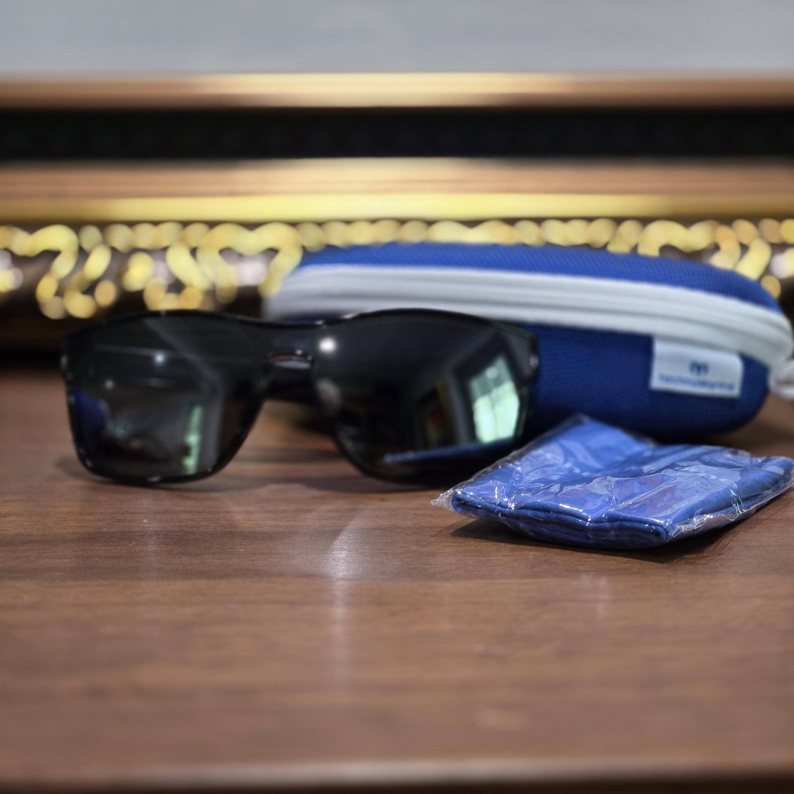 TechnoMarine TMEW012-01 Wrap Sunglasses Black Mirrored Lightweight Plastic Lens