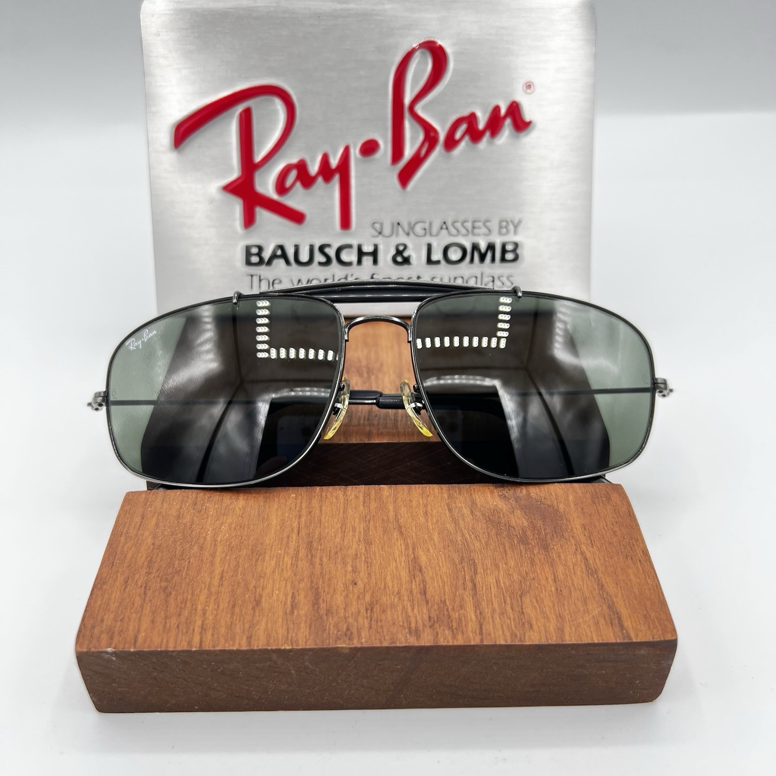 58[]17mm VINTAGE B&L RAY BAN WO965 G15 BLACK CHROME EXPLORER AVIATOR SUNGLASSES