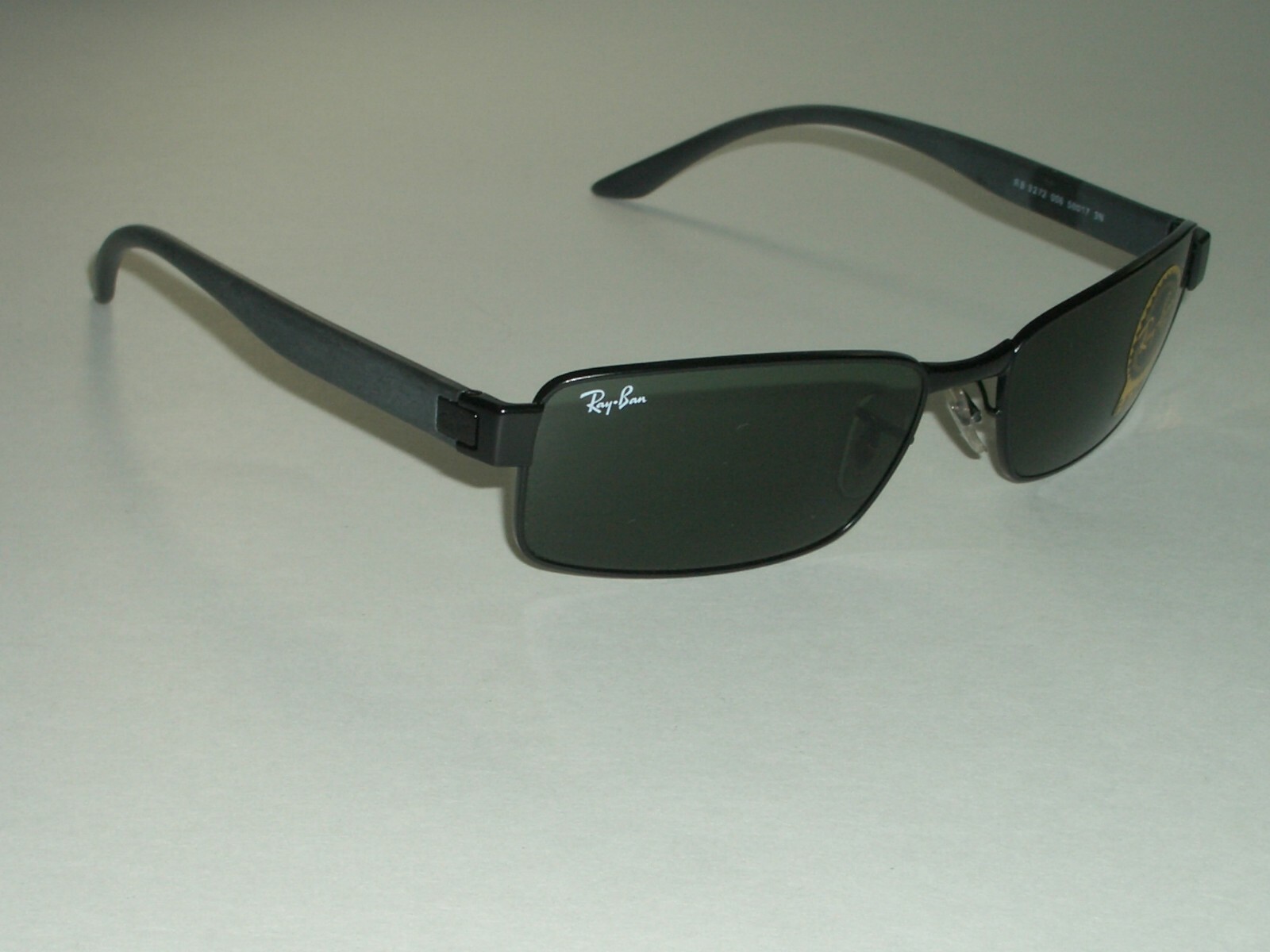 58[]17 RAY BAN RB3272 006 G15 CRYSTAL BLACK SLIM LINE RECTANGULAR SUNGLASSES NEW
