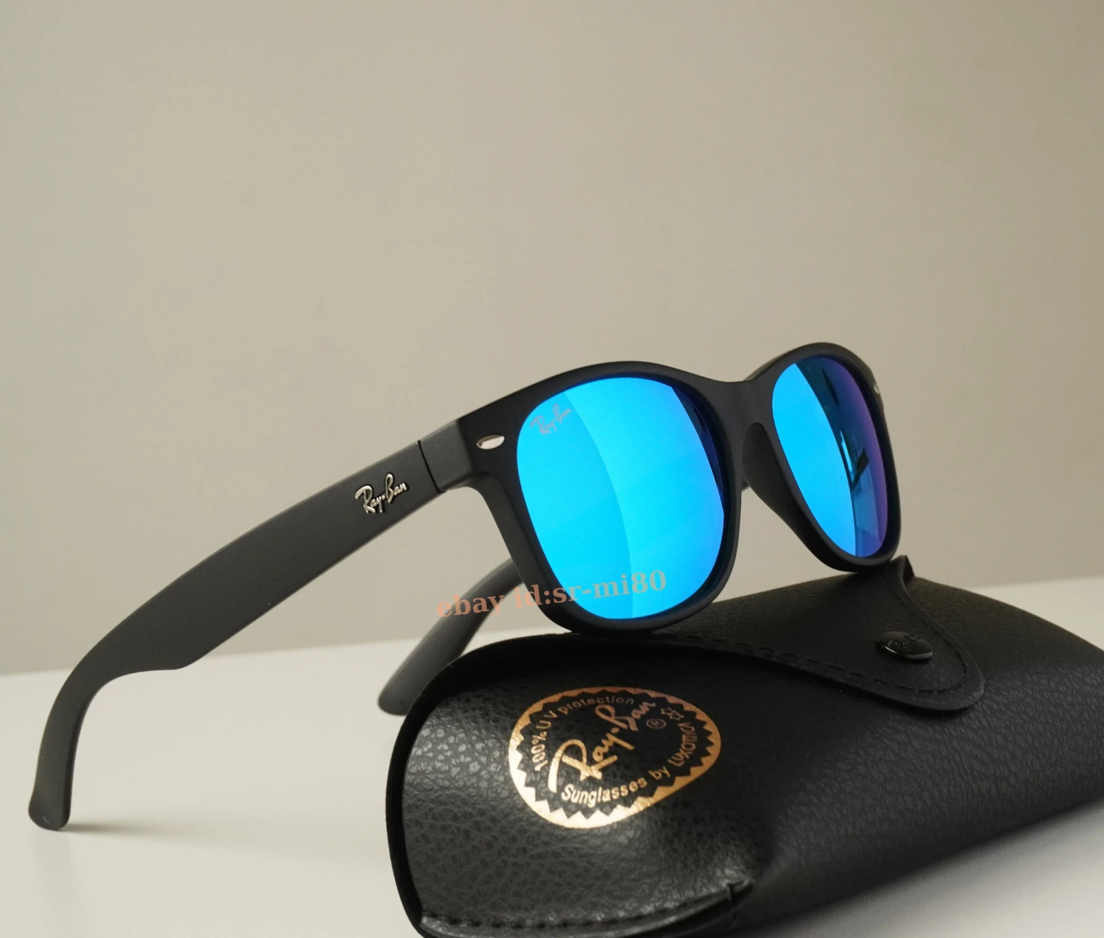 Ray-Ban RB2132 Wayfarer Sunglasses 55mm Blue Flash Mirror Matte Black UV400