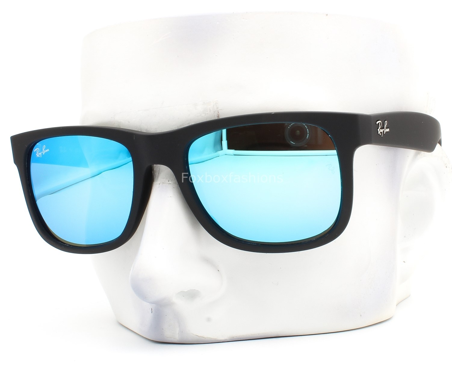 Ray-Ban Justin Sunglasses RB 4165 622/55 Matte Black Blue Mirror 54mm with Case