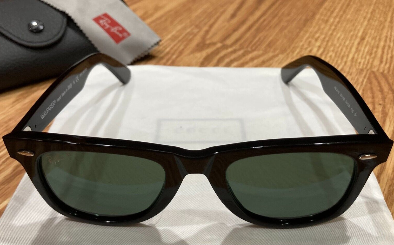 Ray-Ban RB2140 Black Wayfarer Green Lens Polarized 50mm Sunglasses – Perfect!