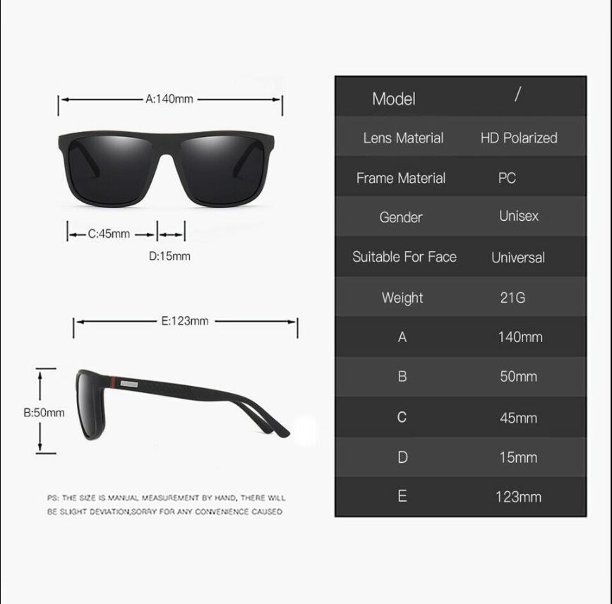 Men’s Square Polarized Sunglasses Men TR90 Frame Driving Sports Sun Glasses USA