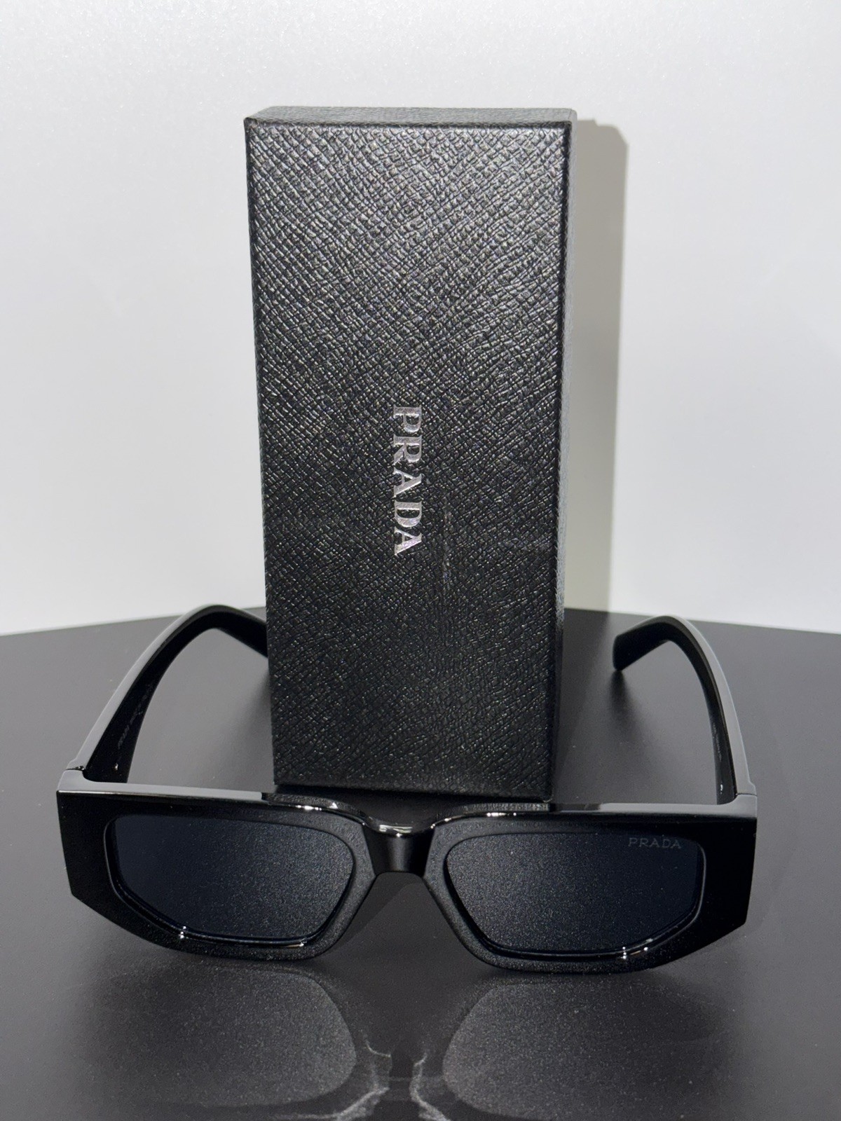 Prada Sunglasses 8297 Shiny Black/ Black lenses, Big 142 mm Frame Width, Italy