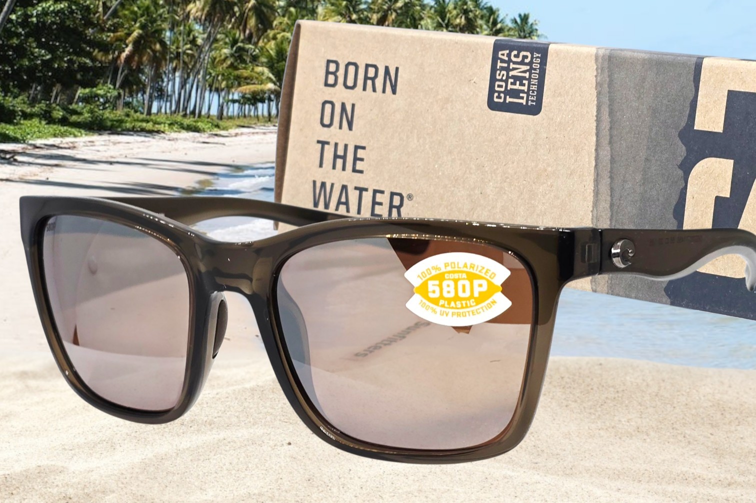 COSTA DEL MAR taupe crystal/copper silver PANGA polarized 580P sunglasses NEW!