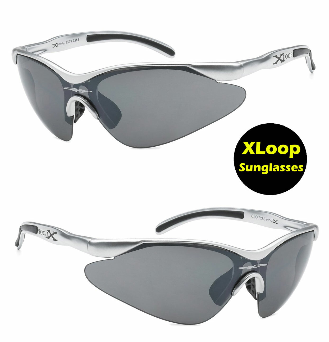 XLoop Mens Womens Semi Rimless Sports Cycling Bicyle Sunglasses Gun Metal Temple