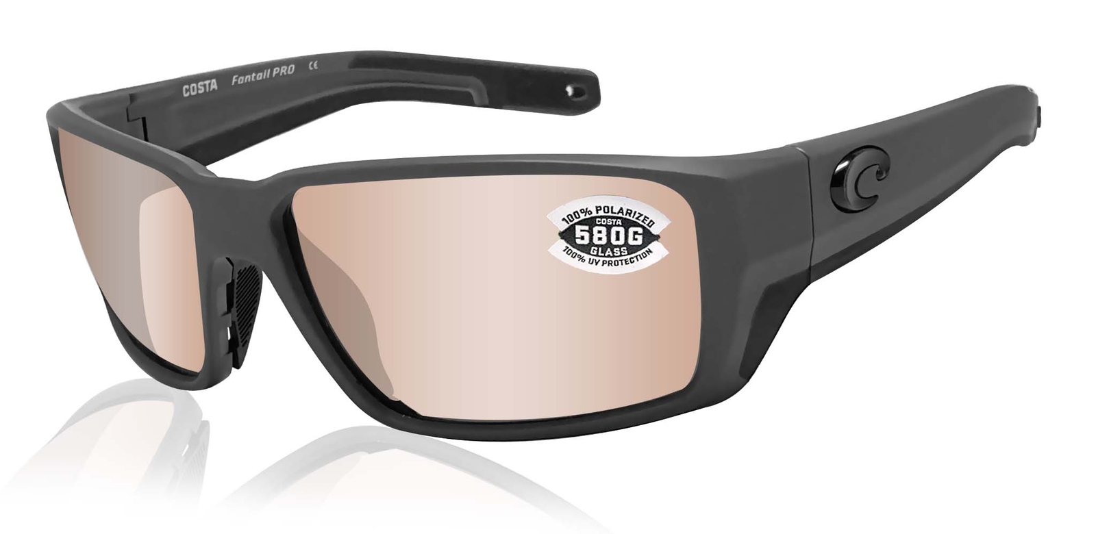 Costa Del Mar Fantail Pro sunglasses Gray Copper Silver Mirror 580 Glass Lens