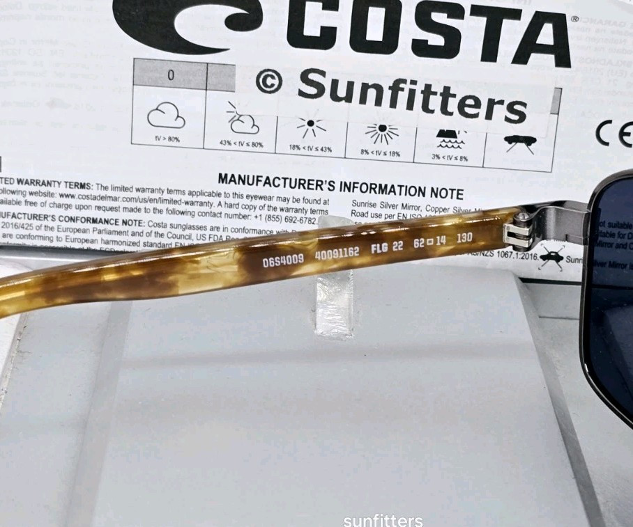 COSTA DEL MAR gunmetal/blue mirror FLAGLER polarized 580P sunglasses NEW IN BOX!