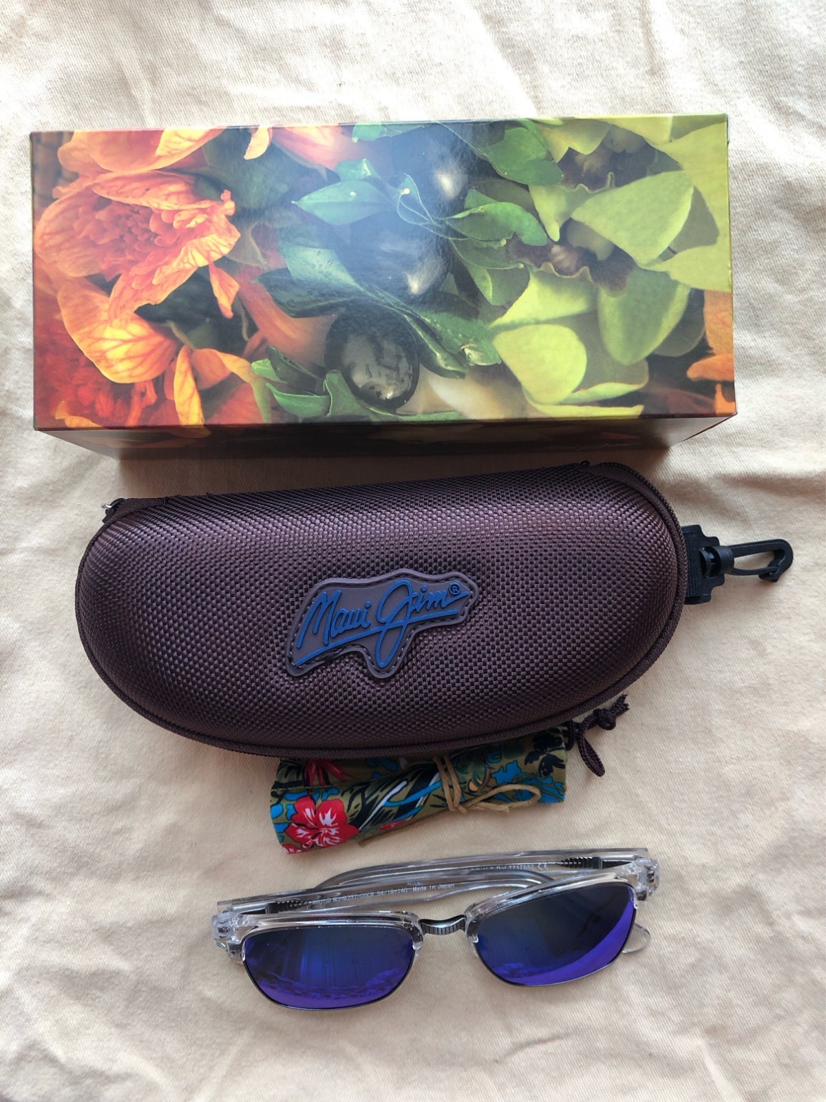 Maui Jim Kawika Polarized Sunglasses B257-05CR Crystal/Blue Hawaii Glass