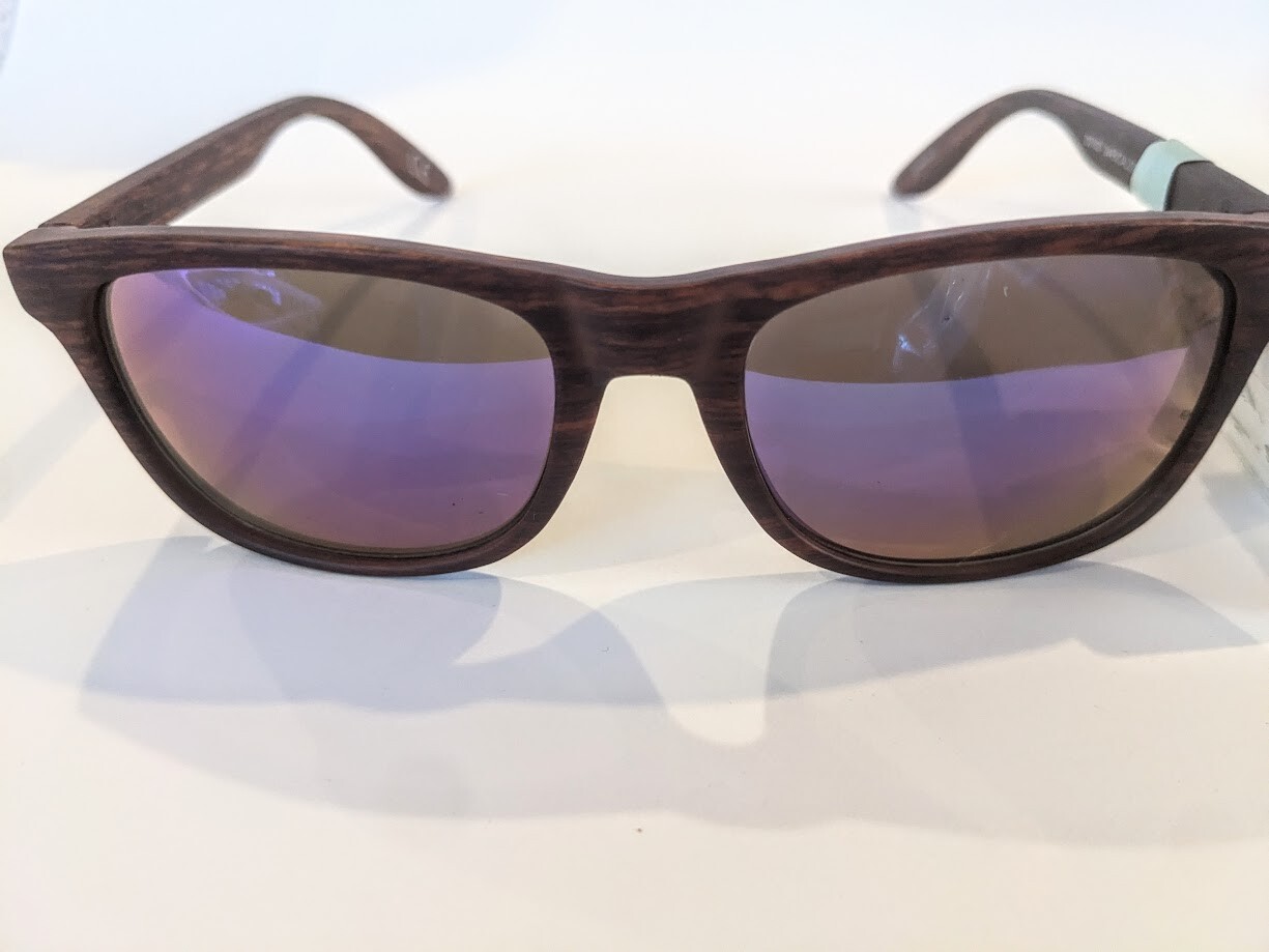 Foster Grant Caliblue Brown Woodgrain Mirrored Sunglasses 100% UVA/UVB