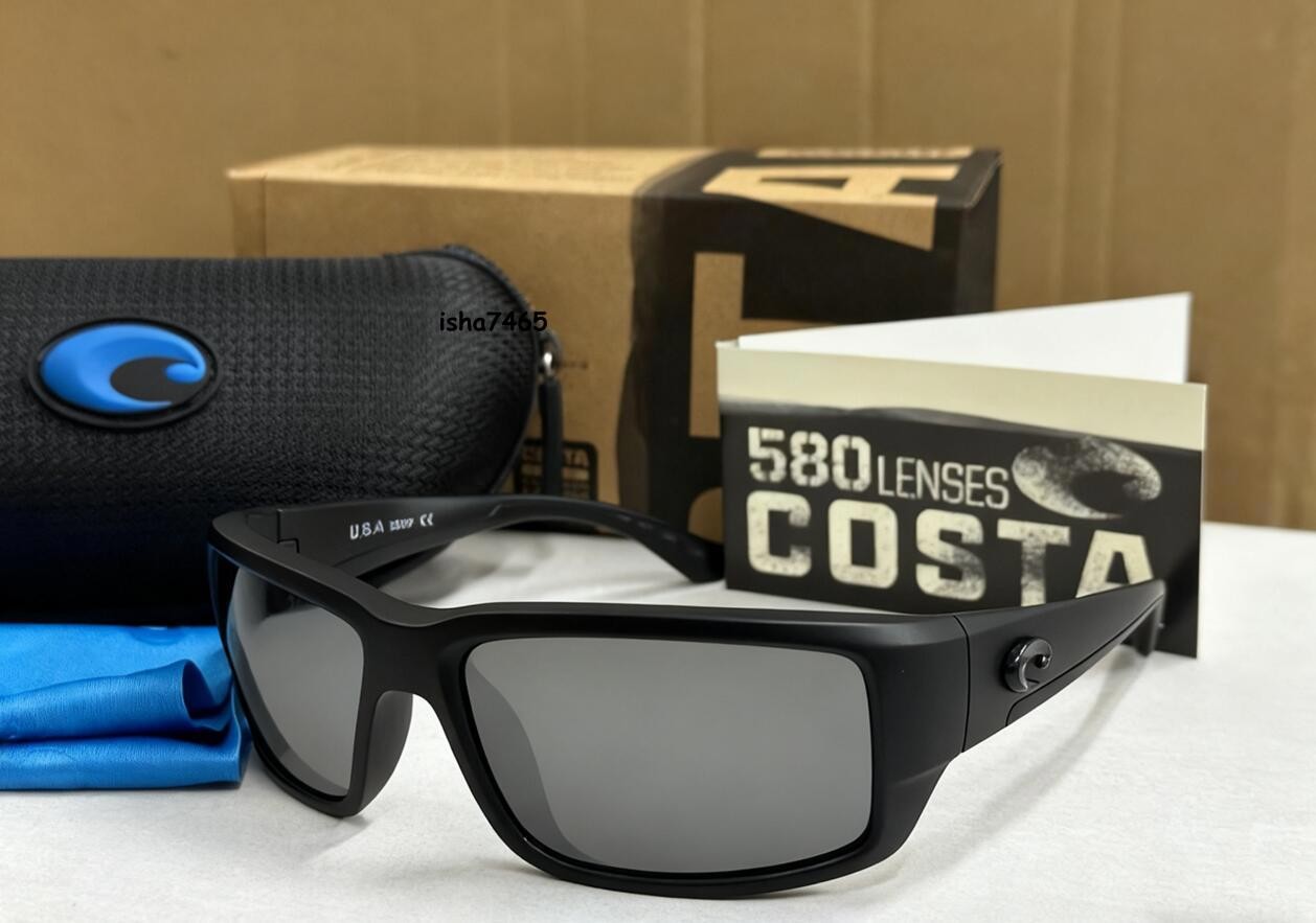 Costa Del Mar FANTAIL Matte Black Frame Grey 580P Polarized Lenses Sunglasses