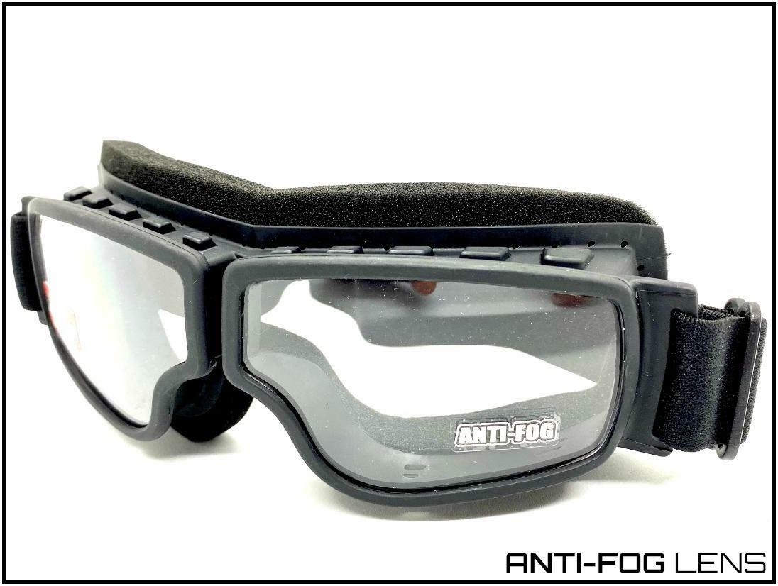 MOTORCYCLE Riding Padded Safety Protective GOGGLES Anti-Fog Lens Fit Over Helmet